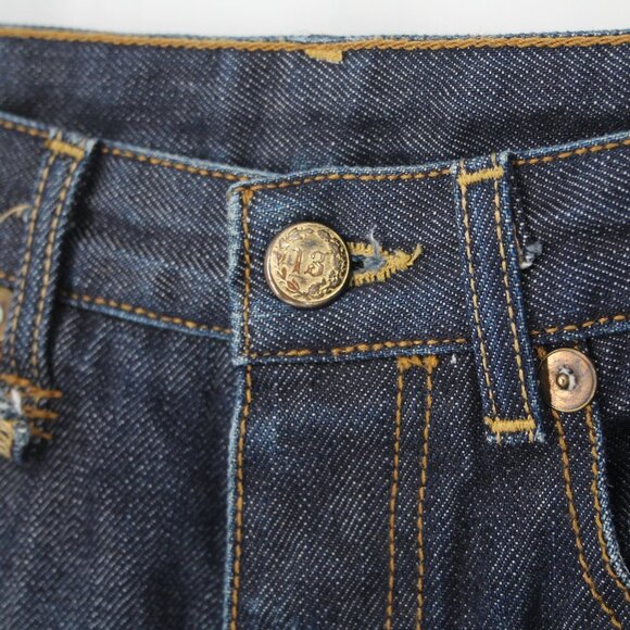 R13 Classic Slim Jeans Blue Raw Dark Wash Cotton Denim Button Fly 31 S/M Italy - Picture 3 of 8